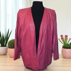 Vintage Nora Noh buttery soft pink genuine leather jacket lined 80s style